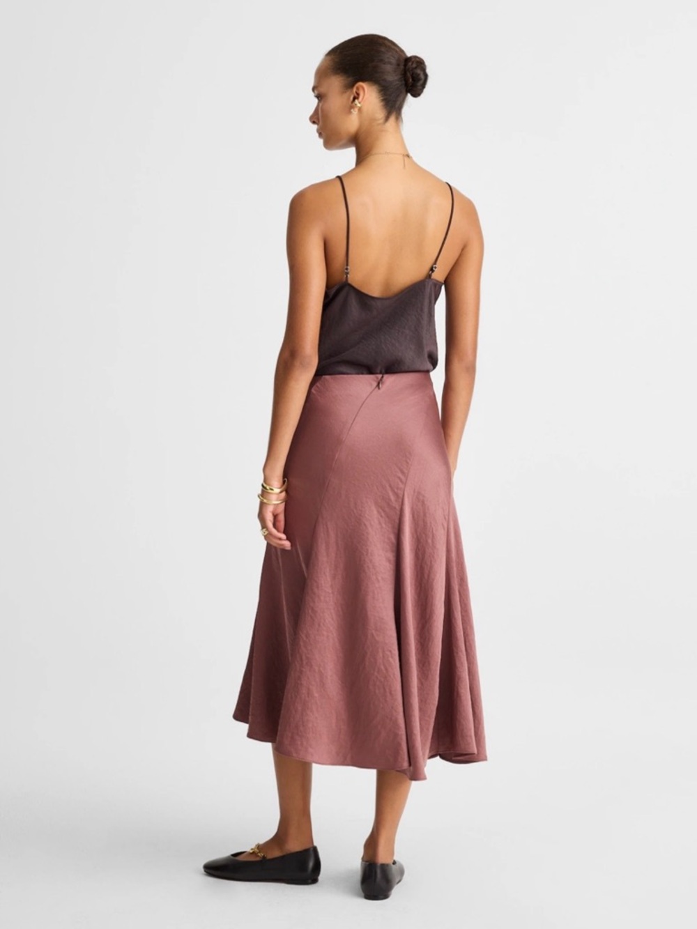 NWT! MADEWELL Women’s Bias-Cut Slip Midi Skirt in Satin, Burnt Soil, Size 2 - Picture 15 of 16